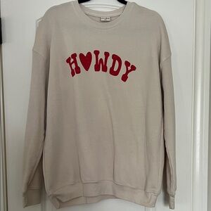 Oat Collective | (L) Women’s Howdy Beige Sweatshirt with Red Lettering